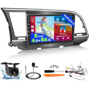 4G + 64G Android 13 ستيريو للسيارة 2016-2018 Hyundai Elantra Radio، 9 بوصة IPS شاشة تعمل باللمس مع Apple Carplay Android Auto، Bluetooth GPS WiFi 32EQ DSP FM RDS SWC+Mic، كاميرا احتياطية AHD in Saudi Arabia
