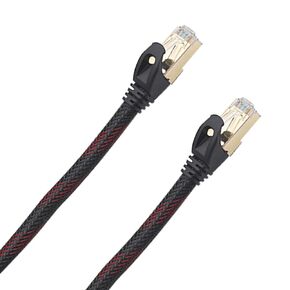 RJ 45 Cat 7 Ethernet Cable,Nylon Black and Red Braided High Speed Heavy Duty Cat7 Network LAN Patch Cord,10FT Shielded Ethernet Cord,Gold-Plated Connectors,28AWG, High Speed 10Gbps 600MHz