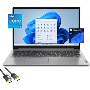 Lenovo IdeaPad 1i Laptop for Business & Student, 15.6 FHD Display, 12th Gen Core i5-1235U, 8GB RAM, 256GB PCIe SSD, WiFi 6, Keypad, Long Battery Life, SD Card Reader, USB-C, PDG HDMI Cable, Win 11 Pro