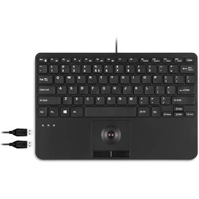 Perixx PERIBOARD-525 US, Wired Mini USB Keyboard with Touchpad - X Type Scissor Keys - 11.18x7.17x1.1 Inches - Build-in 2 USB Hubs - US English