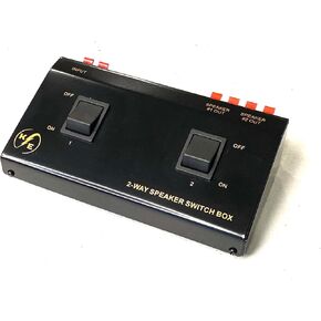 A/B A+B Switch 1 in - 2 Out 2 Way Stereo Receiver Speaker Set Selector, Black