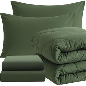 NTBAY Twin Comforter Set with Sheets, 5 Pieces Soft and Breathable Twin Bedding Set, Twin Bed in a Bag, Down Alternative Comforter Set Solid Color All Season, Kids Bedding Set, Aqua