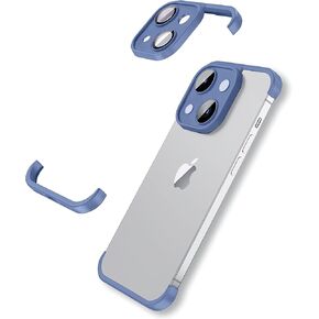 Frameless Case for iPhone 15 Case with Camera Lens Protector, Slim Soft TPU Silicone Shockproof Phone Borderless Cover,Ultra-Thin Lightweight Bumper Frameless Slim Cover,Black