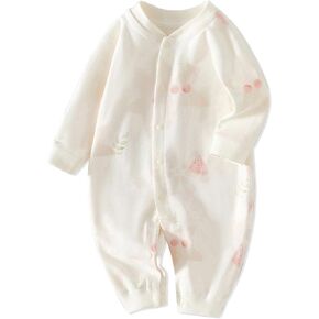 Newborn Baby Girl Romper Floral Print Baby Girl Outfit Long Sleeve Cotton Coming Home Clothes Snap Jumpsuit