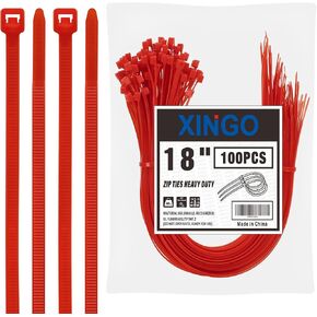 XINGO 18 inch Brown Zip Ties Heavy Duty (100 Pack), Black, 60lb Tensile Strength, UV Resistant Cable Ties for indoor and outdoor use in Saudi Arabia