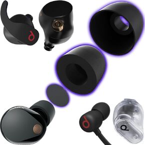 Hybrid Technology Universal Memory Foam ear tips with Silicone Cover for Sony WF-1000XM5, WF-1000XM4, Beats Fit Pro, Beats Studio Buds Plus, Beats Flex replacement. for most ear buds. Patented