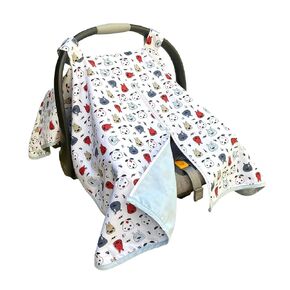 effe bébé Car Seat Covers for Newborn Infant Baby - Made from 100% Breathable Cotton - Can be Used for Carseat Canopy Baby Carrier Stroller Cover - for Boys and Girls (Blue Doggie)