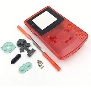 Replacement Full Housing Shell Case Cover for Nintendo Gameboy Color GBC (Clear Red)