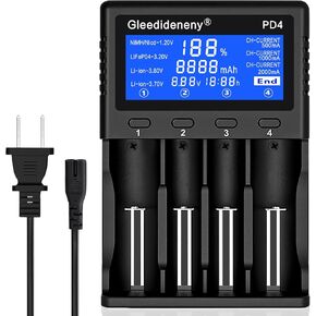 18650 Battery Charger,Universal Charger LCD Display for Rechargeable 3.7V 3.8V 3.2V 26650 20700 18650 18350 17670 17500 16340(RCR123) 14500 1.2V AA AAA SC C Size Batteries