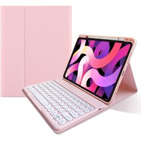 Keyboard Case for iPad Pro 13 inch M4, Round Key Colour Detachable Bluetooth Keyboard and Pencil Holder for iPad Pro 13" 2024,Pink