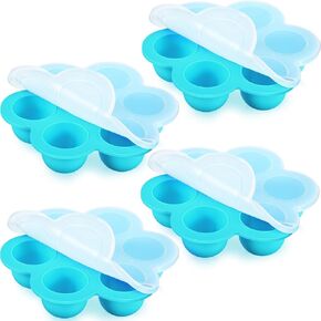 4 Pcs Silicone Baby Food Freezer Tray with Lid Stackable Reusable 2.5oz Silicone Baby Food Freezer Molds Storage Tray for Homemade Egg Bite Vegetable Fruit Purees Breastmilk(Colorful)