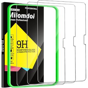 Milomdoi 3 Pack Screen Protector for iPad Air 13 Inch 2024 6th Generation with Easy Installation Frame, 9H Tempered Glass, Case Friendly, Suitable for Face ID Apple Pencil, Anti Scratch