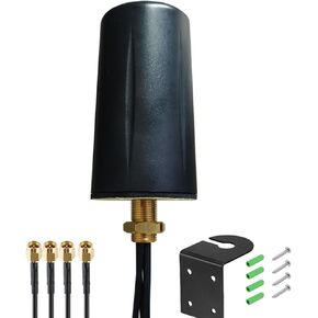 SignalPlus Omni Directional Low-Profile 5g 4G LTE 4x4 mimo antenna for 4x4 MIMO Modem, for Cabinet, Vending Machines, 10 ft Coax with SMA Male, 600-6000MHz, Screw Mount, L Bracket Mount