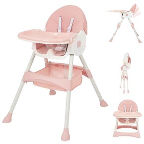 Baby High Chair, 6 in 1 Convertible High Chairs for Babies and Toddlers with 5-Point Safety Harness,Foldable High Chair for Space-Saving, Adjustable Dining Tray,Backrest & Height,Easy to Clean Surface