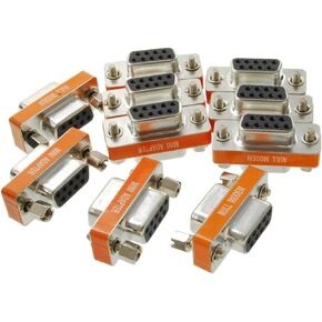 CablesOnline DB9 Null Modem Female to Female Slimline Data Transfer Adapter/Gender Changer, (10-Pack) (AD-N06M-10)