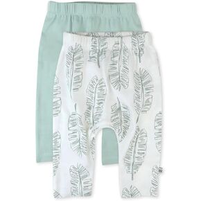 HonestBaby Multipack Harem Pants Roomy Fit Pull on Bottoms 100% Organic Cotton for Infant Baby Boys, Girls, Unisex, 2-Pack Jumbo Leaf Sage