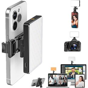 Selfie Light,Phone Light with Front & Back Clip,120 LED Rechargeable Clip Video Light,Adjusted 3 Light Modes for iPad, Laptop, Makeup, TikTok, Selfie, Vlog,Live Stream