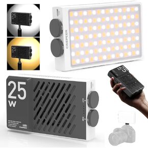 ZHIYUN CINEPEER CM25 LED Video Light 25W Camera Light Bi-Color Pocket-Sized Mini Portable Light Built-in 2 * 2000mAh PD Fast Charge Photography Light 14000 Lux@ 2700K-6200K CRI 96+/TLCI 97+
