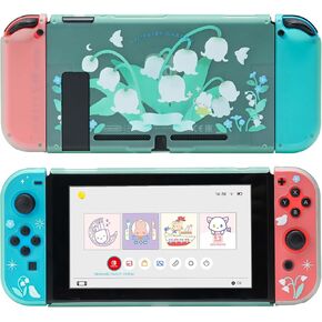 GeekShare Protective Case Compatible with Nintendo Switch, Kawaii Switch Slim Cover Case Hard PC Protective Shell for Standard Switch - Lily of The Valley