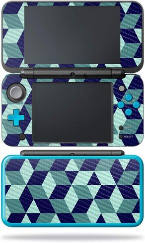 MightySkins Carbon Fiber Skin for Nintendo New 2DS XL - Blue Flames | Protective, Durable Textured Carbon Fiber Finish | Easy to Apply, Remove, and Change Styles | Made in The USA in Saudi Arabia