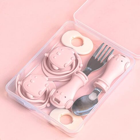 Toddler Utensils, Toddler Fork and Spoon Set Stainless Steel Toddler Silverware Set with Suction and Anti-Dropping Chain, Baby Utensils with Case On-The-Go 2 Pcs Blue in Saudi Arabia