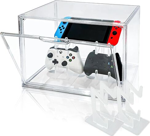 حامل وحدة تحكم BOHOIDEE Universal بطبقتين لجهاز PS4 PS5 Xbox ONE Switch، حامل سماعة الرأس وحافظة عرض أكريليك شفافة وحامل وملصقات، حامل منظم لملحقات الألعاب مقاوم للغبار in Kuwait