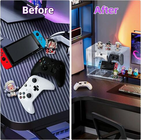حامل وحدة تحكم BOHOIDEE Universal بطبقتين لجهاز PS4 PS5 Xbox ONE Switch، حامل سماعة الرأس وحافظة عرض أكريليك شفافة وحامل وملصقات، حامل منظم لملحقات الألعاب مقاوم للغبار in Kuwait