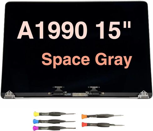 شاشة عرض LCD جديدة A1990 لجهاز Macbook Pro 2018 2019 مقاس 15 بوصة، مجموعة كاملة بديلة EMC 3215 3359 فضي/رمادي (رمادي فضائي) in Kuwait