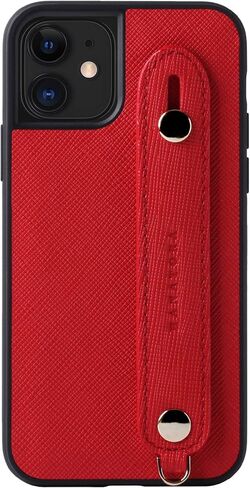 Hanatora - جراب ياباني متوافق مع iPhone 11، جلد سافيانو، حزام معصم، مصنوع يدويًا، غطاء ممتص للصدمات لهاتف iPhone 11 أحمر in Kuwait