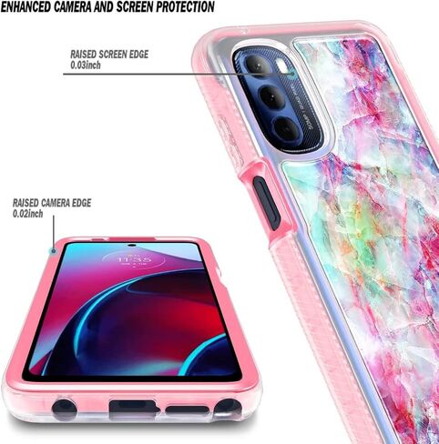 حافظة NZND لهاتف Moto G Stylus 2022 4G (لا تناسب 5G) مع [واقي شاشة مدمج]، غطاء متين مقاوم للصدمات لكامل الجسم، حافظة هاتف مقاومة للصدمات (تصميم رخامي خيالي) in Kuwait