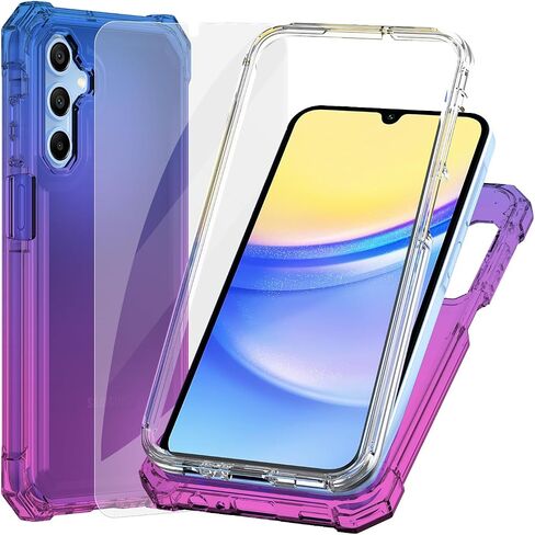 حافظة هاتف Ailiber لهاتف Samsung Galaxy A15، حافظة A15 5G مع واقي شاشة، حماية هيكل طبقة مزدوجة، ممتص الصدمات من مادة TPU بزاوية مقاومة للصدمات، حافظة هاتف محمول واقية متينة لهاتف Galaxy A15-أزرق وردي in Kuwait