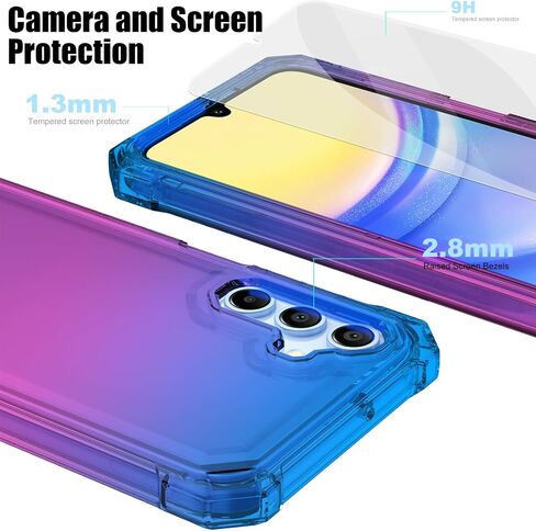 حافظة هاتف Ailiber لهاتف Samsung Galaxy A15، حافظة A15 5G مع واقي شاشة، حماية هيكل طبقة مزدوجة، ممتص الصدمات من مادة TPU بزاوية مقاومة للصدمات، حافظة هاتف محمول واقية متينة لهاتف Galaxy A15-أزرق وردي in Kuwait