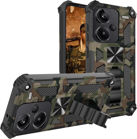 Ysnzaq Camo Case for Xiaomi Redmi Note 13 Pro+ Plus, Military Grade Shockproof Protective Phone Case with Kickstand for Redmi Note 13 Pro+ MC Navy Blue in Saudi Arabia