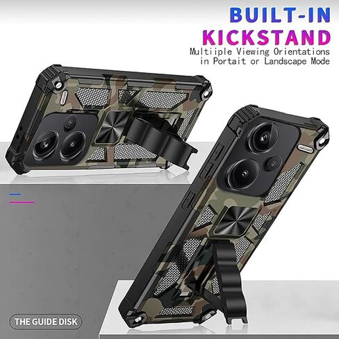 Ysnzaq Camo Case for Xiaomi Redmi Note 13 Pro+ Plus, Military Grade Shockproof Protective Phone Case with Kickstand for Redmi Note 13 Pro+ MC Navy Blue in Saudi Arabia