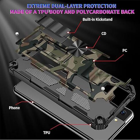Ysnzaq Camo Case for Xiaomi Redmi Note 13 Pro+ Plus, Military Grade Shockproof Protective Phone Case with Kickstand for Redmi Note 13 Pro+ MC Navy Blue in Saudi Arabia