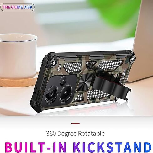 Ysnzaq Camo Case for Xiaomi Redmi Note 13 Pro+ Plus, Military Grade Shockproof Protective Phone Case with Kickstand for Redmi Note 13 Pro+ MC Navy Blue in Saudi Arabia