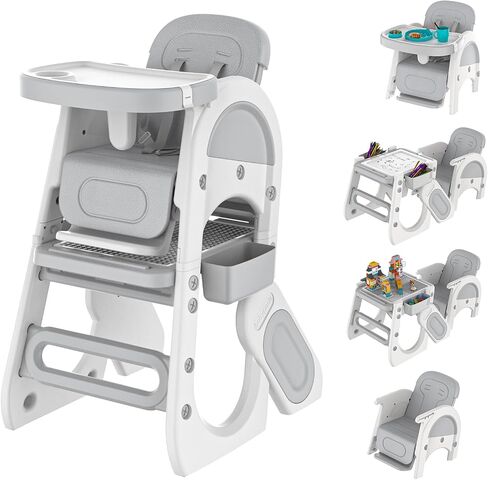 Baby High Chair, Convertible Highchair for Babies and Toddlers |Table and Chair Set | Building Block Table| Studying Table | Toddler Chair with Safety Harness,Adjustable Back&Footrest in Saudi Arabia
