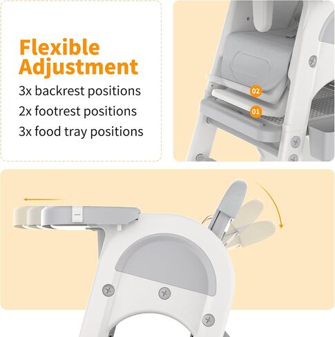 Baby High Chair, Convertible Highchair for Babies and Toddlers |Table and Chair Set | Building Block Table| Studying Table | Toddler Chair with Safety Harness,Adjustable Back&Footrest in Saudi Arabia