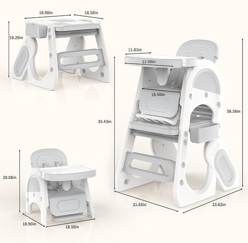 Baby High Chair, Convertible Highchair for Babies and Toddlers |Table and Chair Set | Building Block Table| Studying Table | Toddler Chair with Safety Harness,Adjustable Back&Footrest in Saudi Arabia