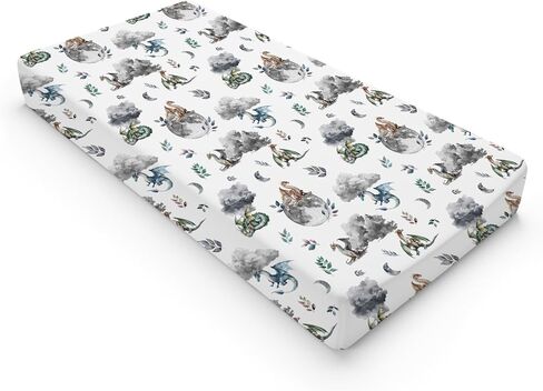 Fairytale Dragons Castle Changing Pad Cover Watercolor Dragon Princess Knight Moon Clouds Baby Diaper Change Table Cover for Boy Girl Soft Stretchy Snug Fitted Changing Table Sheets Mats 32''x16'' in Saudi Arabia