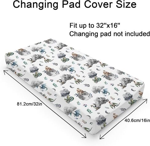 Fairytale Dragons Castle Changing Pad Cover Watercolor Dragon Princess Knight Moon Clouds Baby Diaper Change Table Cover for Boy Girl Soft Stretchy Snug Fitted Changing Table Sheets Mats 32''x16'' in Saudi Arabia