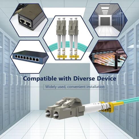 OM3 LC to LC Fiber Patch Cable 0.2m(7inch),Length Options:0.2m-50m,10GB 50/125μm Multimode Duplex Fiber LC-LC Fiber Optic Cable Cord LSZH(Aqua) in Saudi Arabia