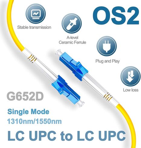 5Pcs 0.3 Meter Fiber Optic Patch Cord LC UPC to LC UPC, Simplex Single Mode Fiber Cable Jumper OS2 G652D 9/125μm, 1310nm/1550nm LSZH 3.0mm in Saudi Arabia