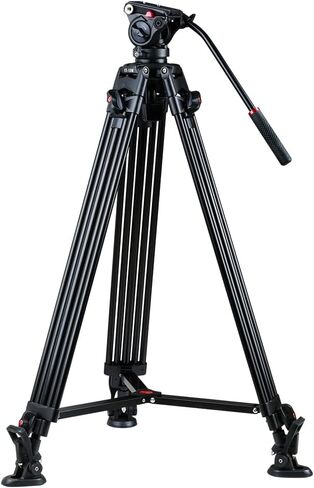 VILTROX Heavy Duty Tripod, 74 Inch Fluid Head Video Tripod, 22lbs Sturdy Heavy-duty Tripod with QR Plate, Hand Bar, Carrying bag, Mid-Level Spreader Travel Tripod for DSLR Camcorder (VX-18M II) in Saudi Arabia