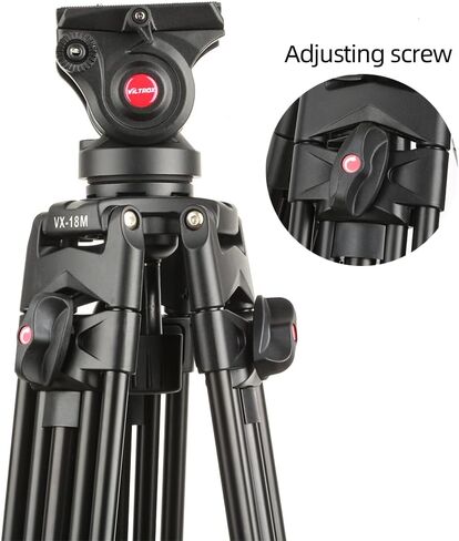 VILTROX Heavy Duty Tripod, 74 Inch Fluid Head Video Tripod, 22lbs Sturdy Heavy-duty Tripod with QR Plate, Hand Bar, Carrying bag, Mid-Level Spreader Travel Tripod for DSLR Camcorder (VX-18M II) in Saudi Arabia