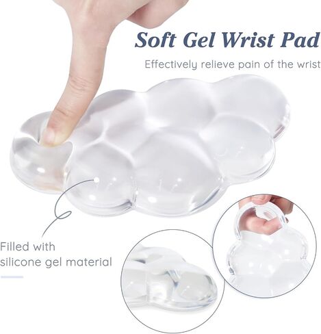 Soft Clear Cloud Wrist Rest Cushion for Mouse Cool Silicone Gel Ergonomic Wrist Pain Relief Mouse Wrist Support Pad with Gel-Filled for Office School Home Laptop & Computer Mouse (Transparent) in Saudi Arabia