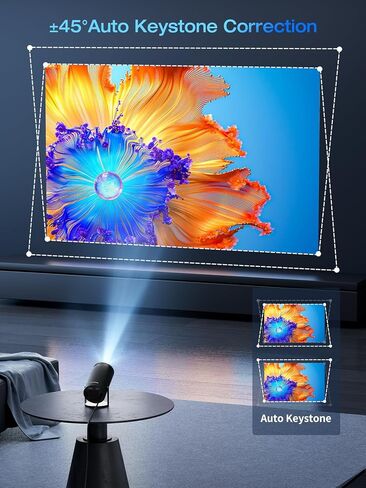 جهاز عرض CLOKOWE 4K صغير مع واي فاي وبلوتوث - دوران 180 درجة وحجر مفاتيح تلقائي، دعم كامل HD 1080P، جهاز عرض أفلام محمول خارجي، متوافق مع عصا التلفزيون/Windows/iOS/Android/HDMI/USB in Saudi Arabia