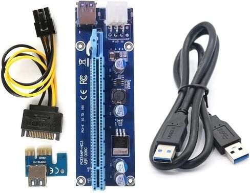 PCIE Riser Card PCI-E 1X to 16X Express Extender Adapter with USB 3.0 Cable Molex to SATA Cord for Ethereum Mining Rigs EHT GPU Graphics Cards PCE164P-NO3 VER006C in Saudi Arabia