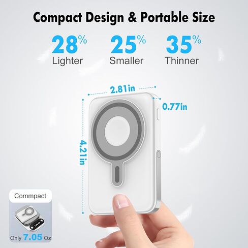 Wireless Portable Charger,3-in-1 Magnetic Power Bank 10000mAh with LED Display,22.5W Fast Charging Mag-Safe Battery Pack,Compatible with iPhone 15/14/13/12, Apple Watch Series, Airpods (Black) in Saudi Arabia