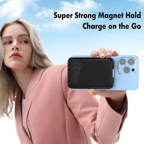 Wireless Portable Charger,3-in-1 Magnetic Power Bank 10000mAh with LED Display,22.5W Fast Charging Mag-Safe Battery Pack,Compatible with iPhone 15/14/13/12, Apple Watch Series, Airpods (Black) in Saudi Arabia